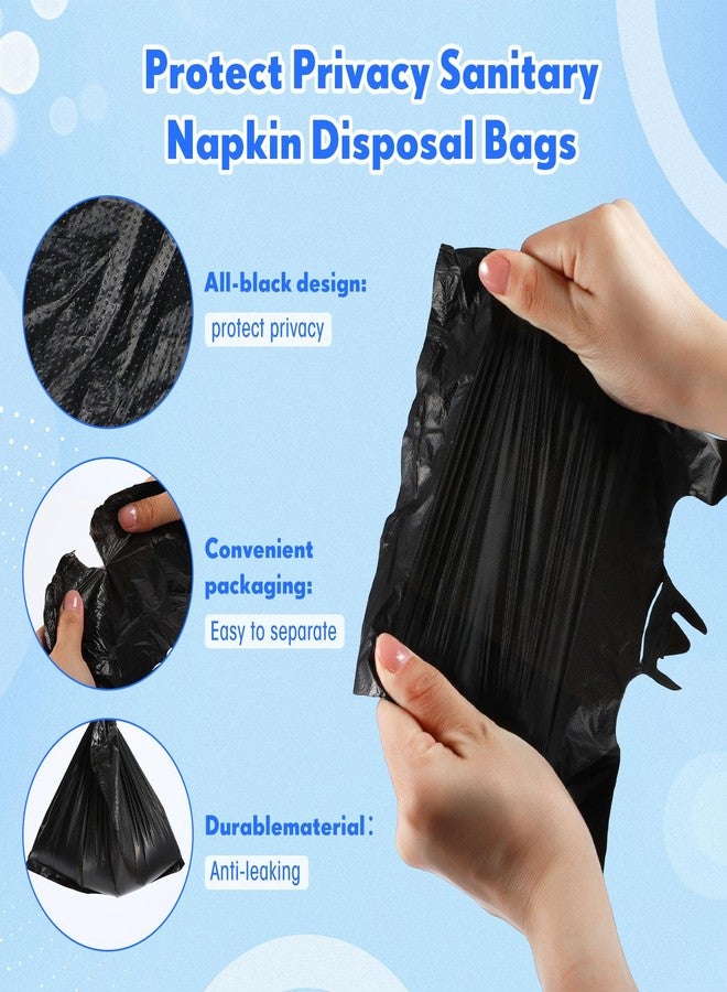Lerheedi 2000 Pcs Black Sanitary Napkin Disposal Bags with Handles, Sanitary Disposal Bag 10.2 x 7.1inch, Black Trash Bags Women Personal Waste Bag for Tampons, Pads, Liners - Image 3